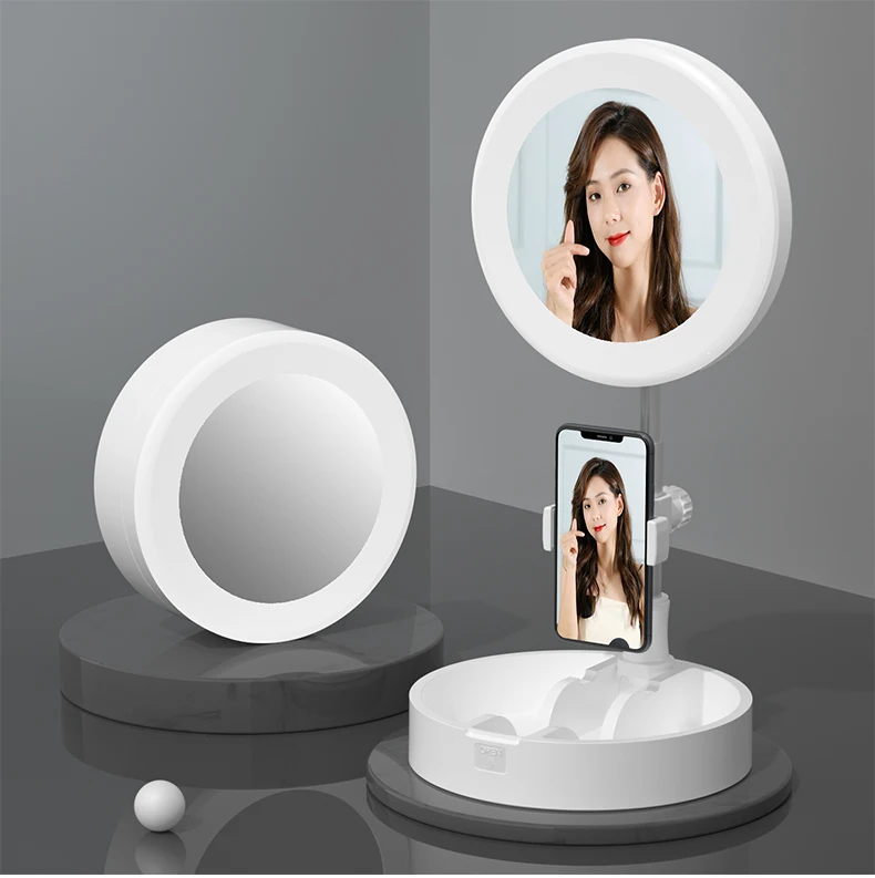 

G6 Small Set Desktop portable Makeup LED Circle Fill Ring Light with Mirror