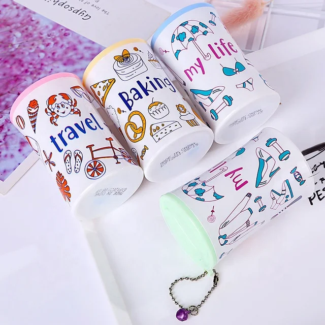 

BEAU FLY 30pcs Barrel Travel Makeup Remover Bottle Wet Tissue Cartoon Print Keychain Wet Tissue, As picture