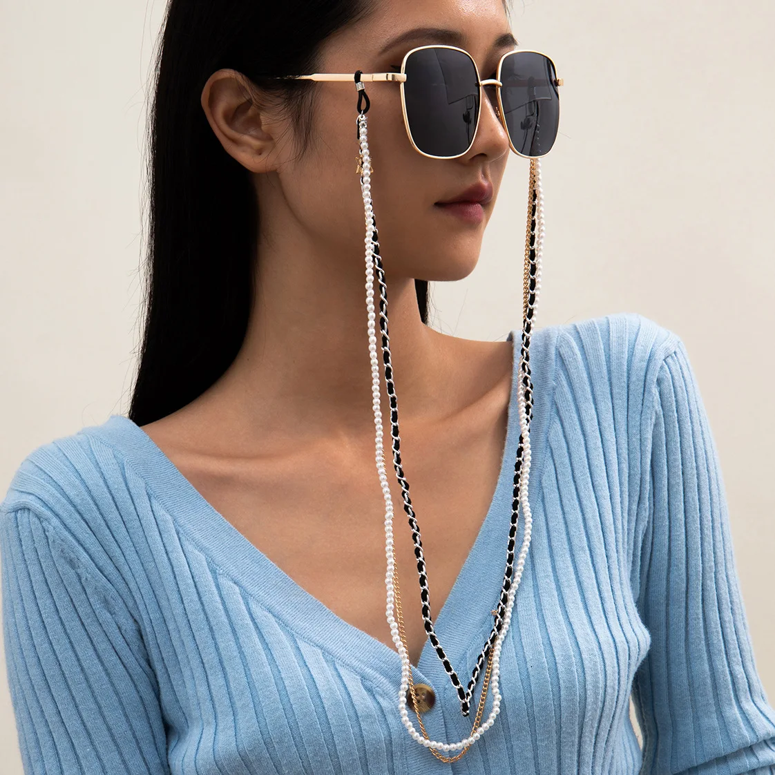 

New arrival Ins fashion bohemian sunglasse chain strap anti-slip seed beads layered eyeglasses chain holder for women