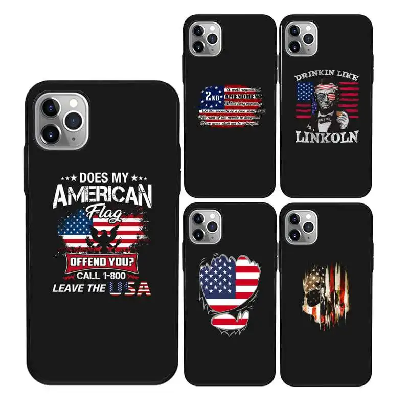 

Beautiful American Flag black tpu phone case for iPhone 12 11Pro Max 11 X XS XR XS MAX 8plus 8 7plus 7 6plus 6 5 5E case