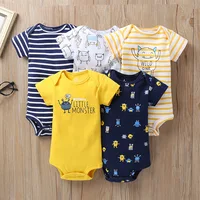 

wholesale short sleeve newborn baby boutique clothes organic cotton rompers 5 pack