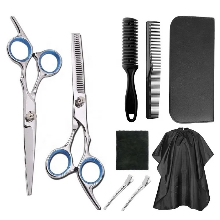 

Professional Custom Barber Scissors Haircuts Tool Set Hair Thinning Scissors, Comb Hair Cape, Clips apron Barber Scissors Set, According to options