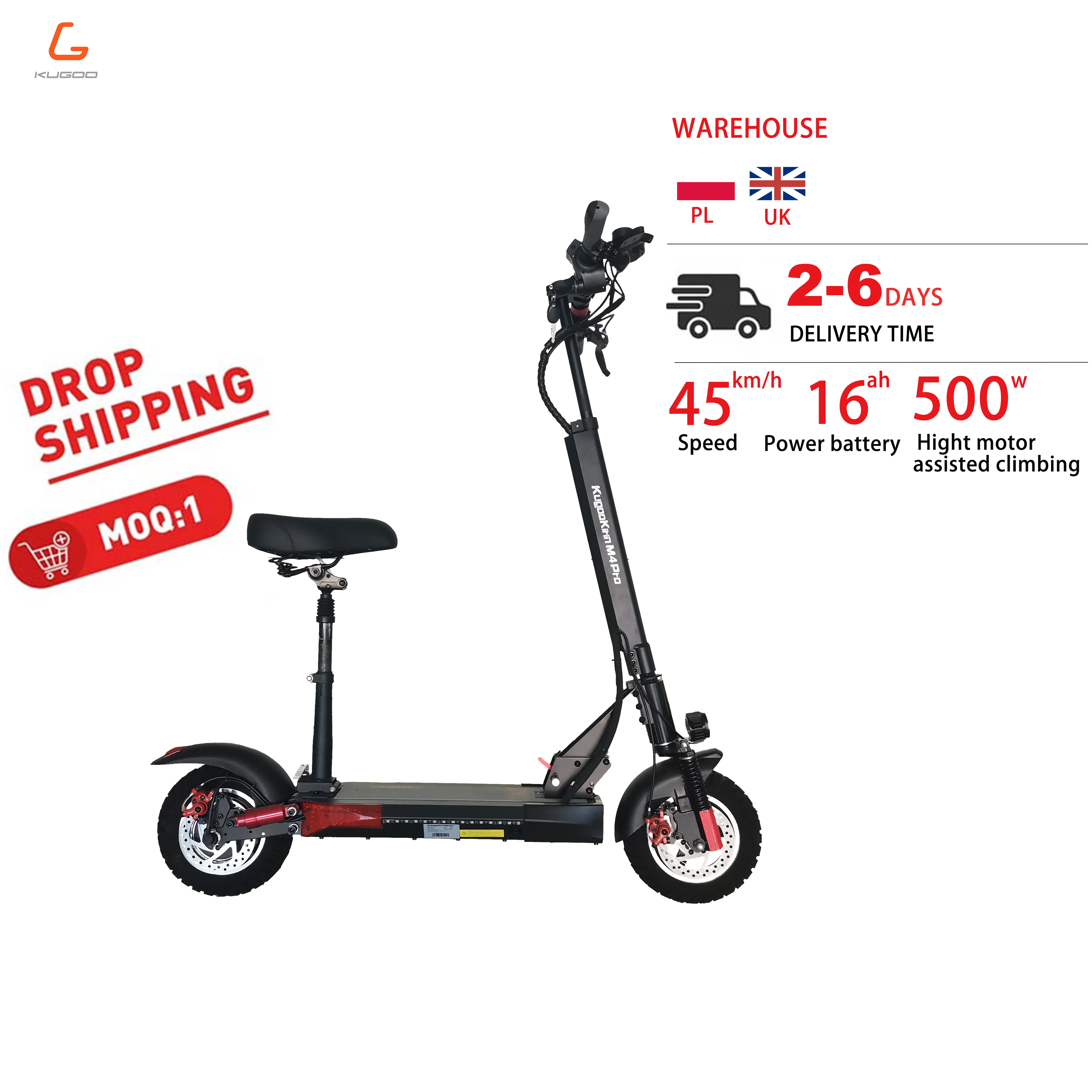 

[Eu Stock]New Style Kugoo M4 Pro 16Ah 500W high speed 2 wheel adult electric scooters for sale with seat scooters