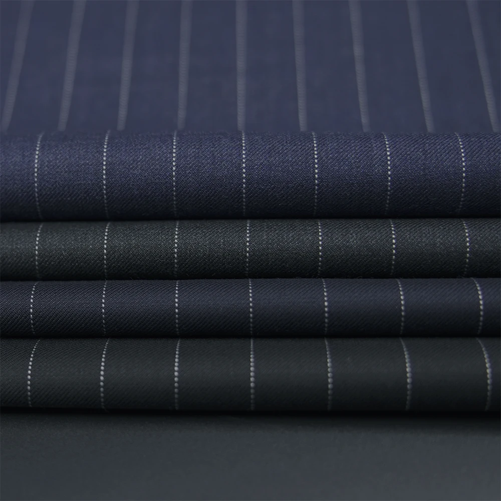 Direct Sell STOCK Worsted Merino Wool Fabric Luxury Italian Suit Fabric Wool/Polyester Fabric for Men Suit