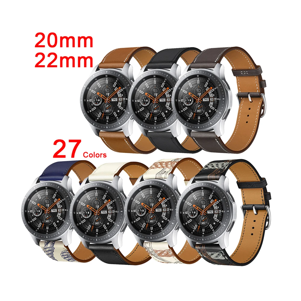 

IVANHOE 20mm 22mm Leather Strap for Samsung Galaxy Watch 4 3 Classic Band 46mm 42mm 41mm 45mm Active 2 40mm 44mm Bracelet, Multi-color optional or customized