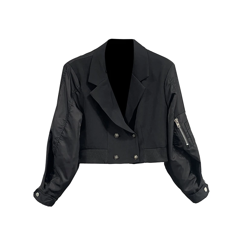 High Quality Women Jackets Autumn Spliced Belts Street Short Coats for Ladies
