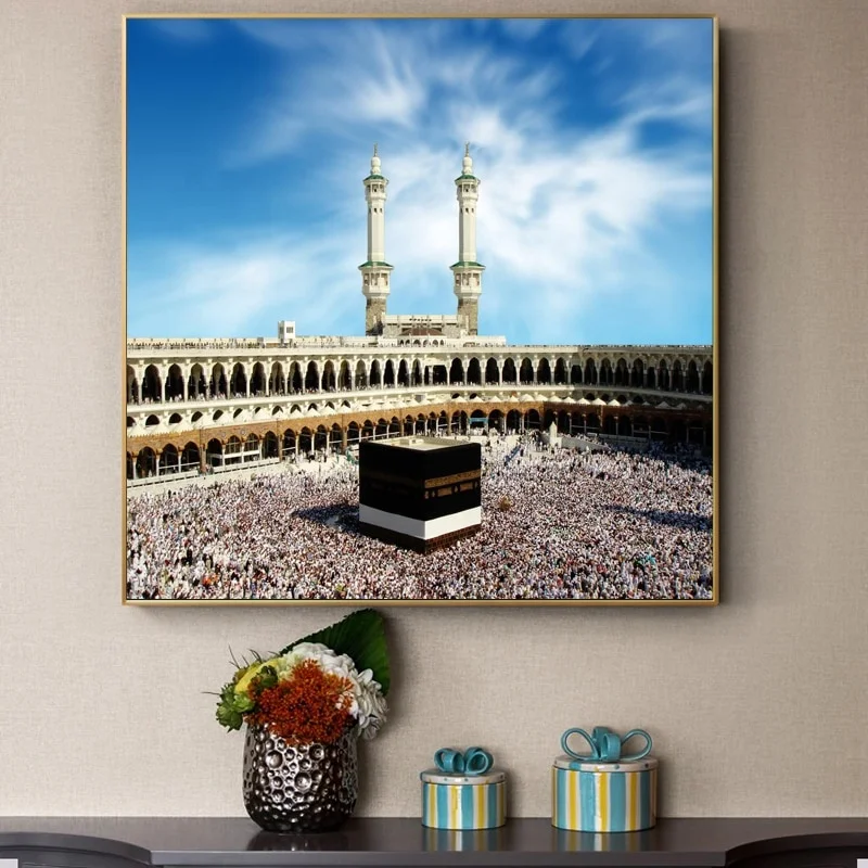 

Islamic Wall Art Islam Canvas Wall Painting Mosque Canvas Musilm Room Decor Ramadan's Night of Power In Mecca Canvas Paintings, Multiple colours