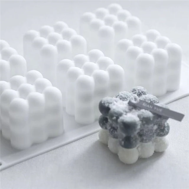 

J052 8 cavity Magic Cube Candle Mould 3D Bubbles cloud candle molds Silicone Mold candle making mould, White