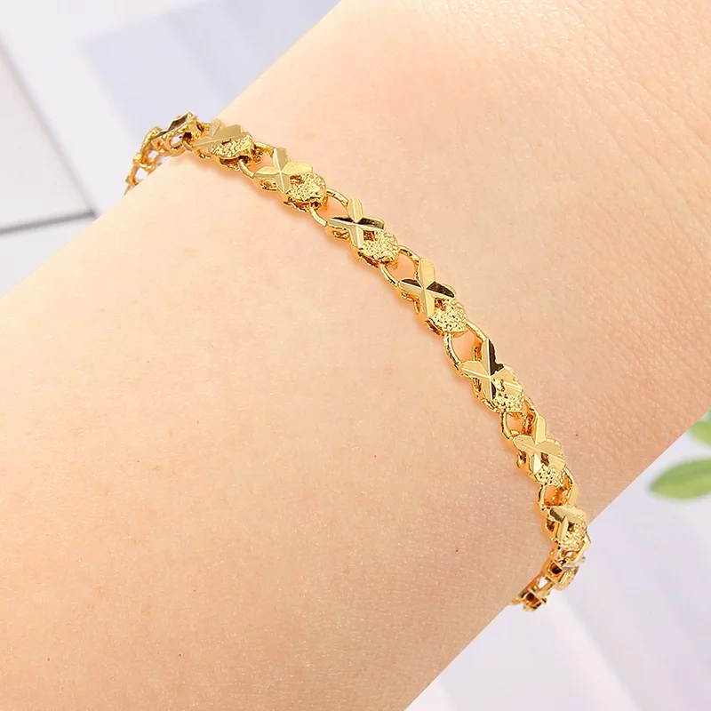 

Women 24K Real Gold Plating Wholesale Environmental Copper Bracelet Jewelry Dubai Gold Ethiopian Bracelet Wedding Jewelry