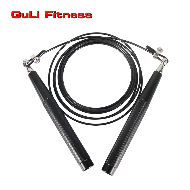 

Guli Fitness Adjustable Cable Wire Rope 360 Swivel Dual Bearing Aluminum Alloy Handle High Speed Skipping Jump Rope For Fitness Working Out, Black/gold/silver/pink/blue/green/purple/red or customized