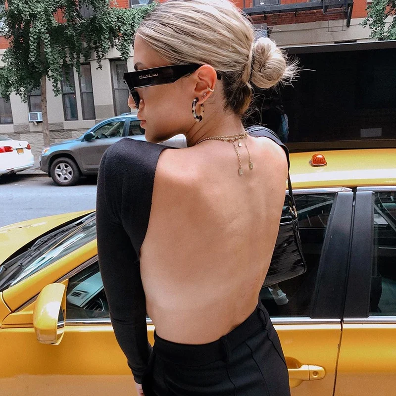 ladies fashion new crop tops wholesale cheap 2020 sexy black backless blouse