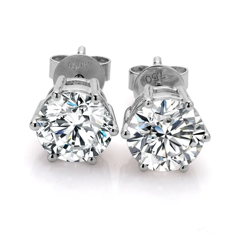 

Classical six claw design 2 carat round super white moissaniteFashion shinning silver loose moissanite diamond earrings