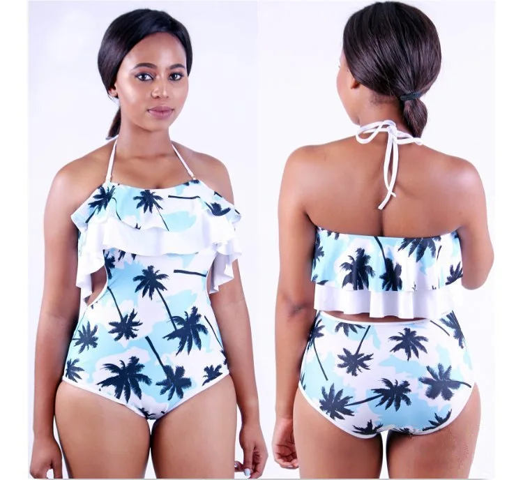 

W8173 wholesale dropshipping of a flouncy bathing suit of wavy print swimsuit of sexy swimsuit fashion