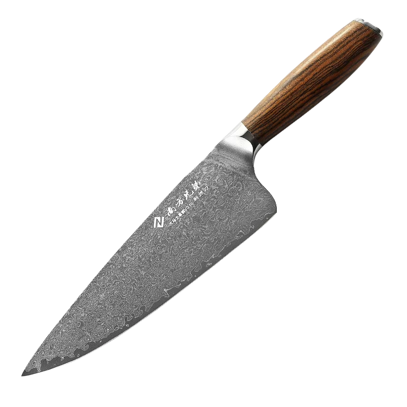 

8 inch Damascus VG-10 Steel Japanese Kitchen Chef Knife with Golden Wood Handle and gift box