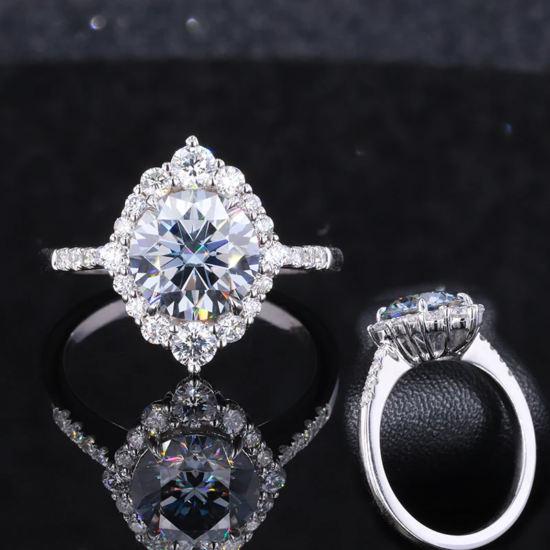 

Royal Style Lady's Rings 9k White Gold Simple Engagement lab diamond Ring