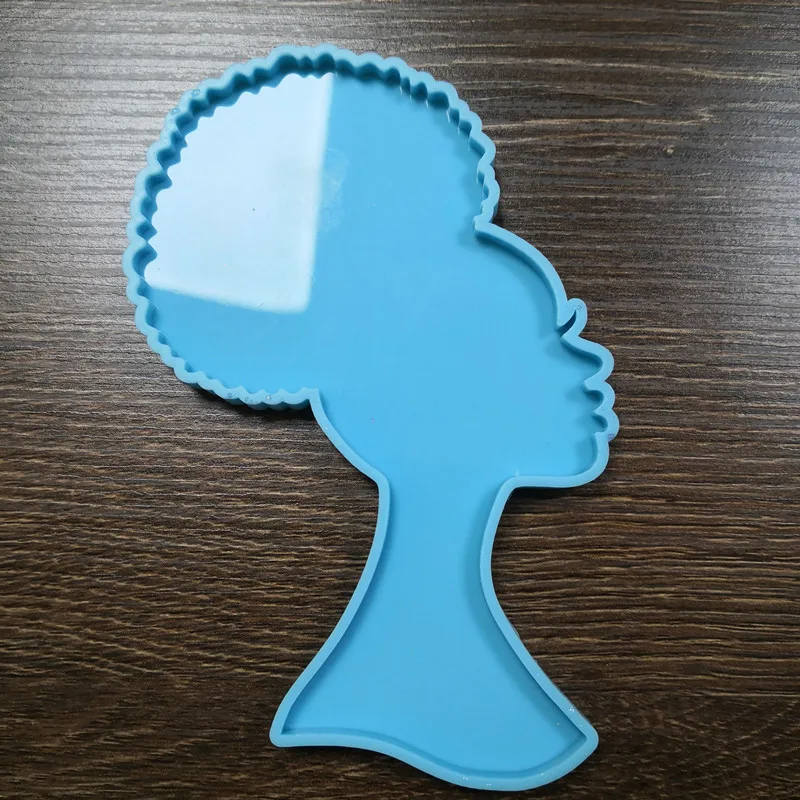 

R160 DIY Large Lady Black Girl Magic Coaster Silicone Resin molds African woman Head Silicone Afro Puff Mold, Stocked / cusomized