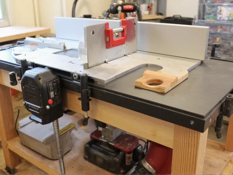 DIY router table with adjustable fence system and dust collection