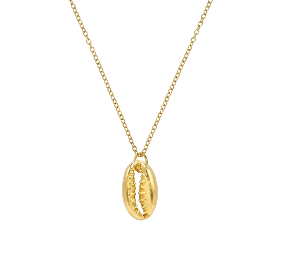 

gold jewelry necklace 925 sterling silver women necklace 18k gold plated cowrie shell necklace