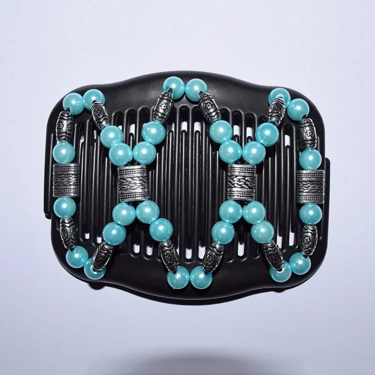 

Wholesale DIY Hair Styling Tools Hair Clip Ladies Beads Stretch Magic Double Hair Comb Clips, Any color is available
