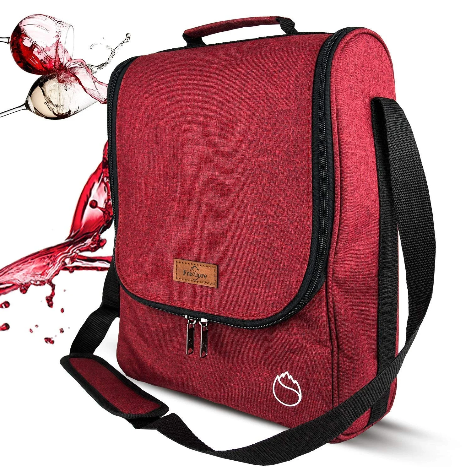 

Luxury Custom Logo Insulated Wine Cooler Bag Capacity up 3 Bottles Wine Bottler Carrier Tote Bag With Shoulder Strap, Customized color