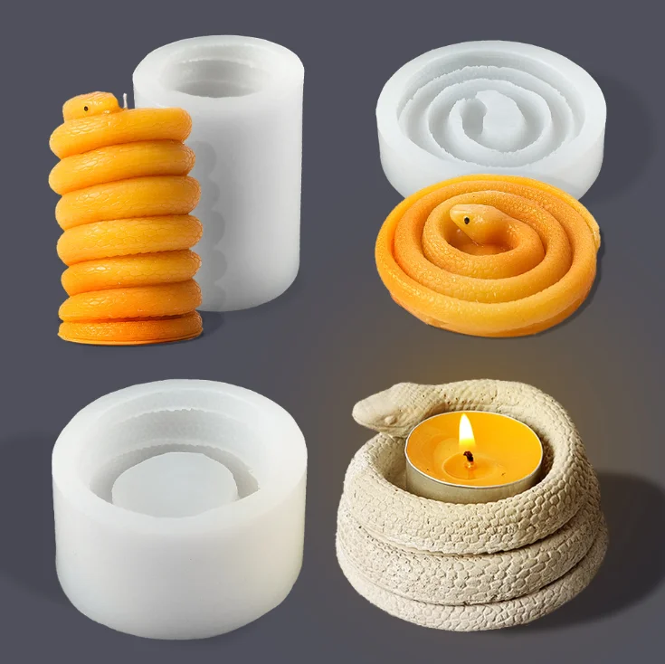 

B-3030 Winding snake shaped Candlestick candle silicone mold diy Winding snake candle tray silicone mold B-3031 B-3032, Random