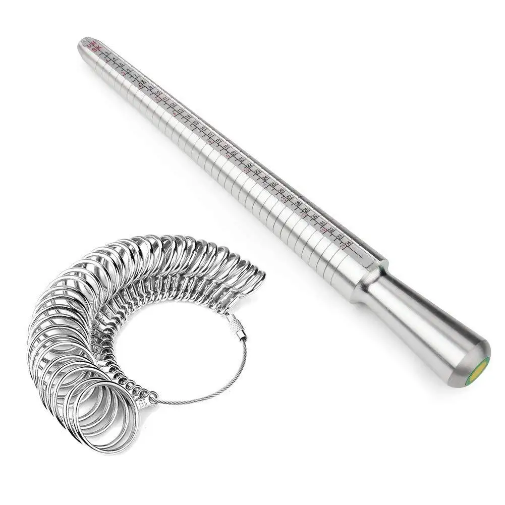 

US Jewellery Tools Ring Size Mandrel Stick Finger Gauge Ring Sizer Measuring Jewelry Tool Set Ring Size, As picture
