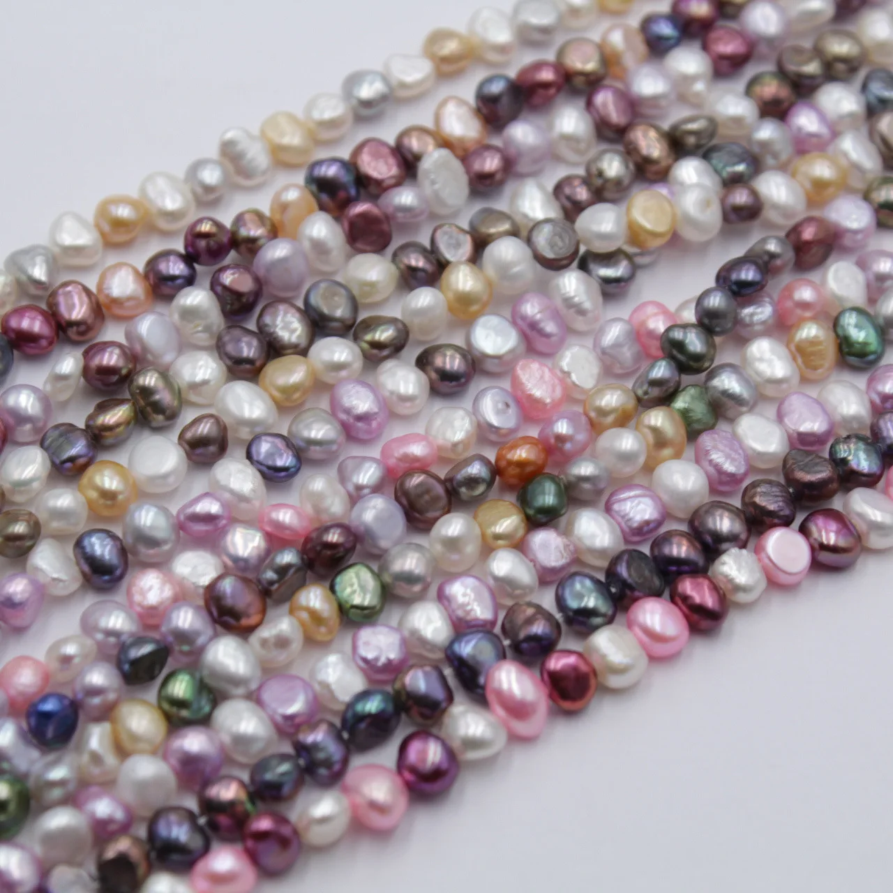 

5-6mm dyed colored Natural Cultured Freshwater Pearl Beads Baroque pearls for Jewelry Making DIY Bracelet Necklace, White