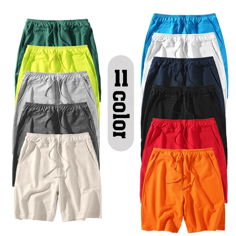 Factory Direct Unisex Sports Shorts Large Size 100% Cotton Breathable Mid Waist Knee Length Custom Logo Casual for Men