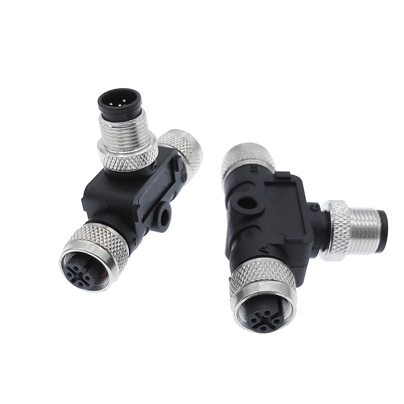 

M12 sensor connector conversion 3-way waterproof T type male&female t joint cable