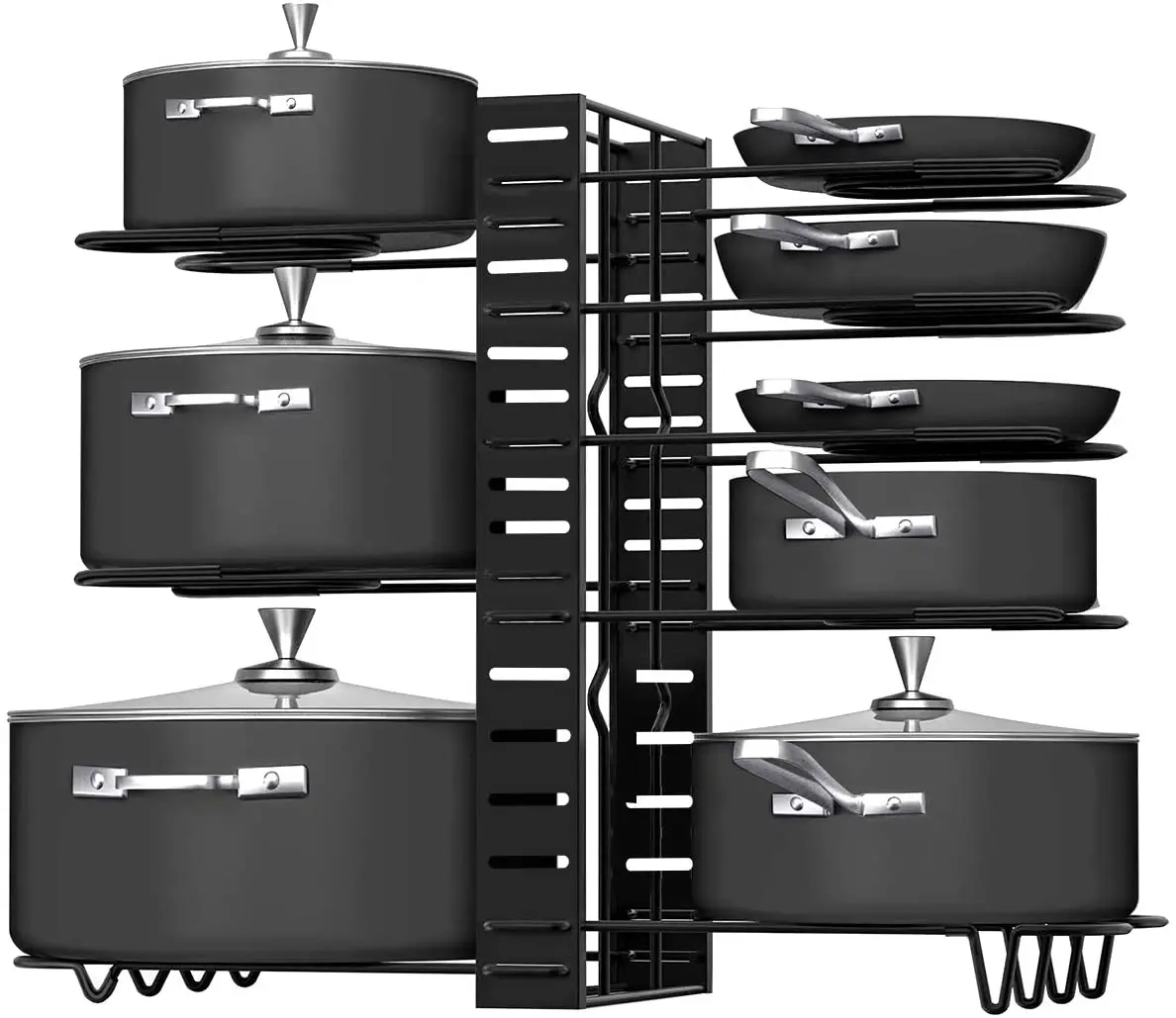 

Wholesale Kitchen 4/8 Tiers Pots and Pans Organizer Rack Pot Lid Holder for Saucepan