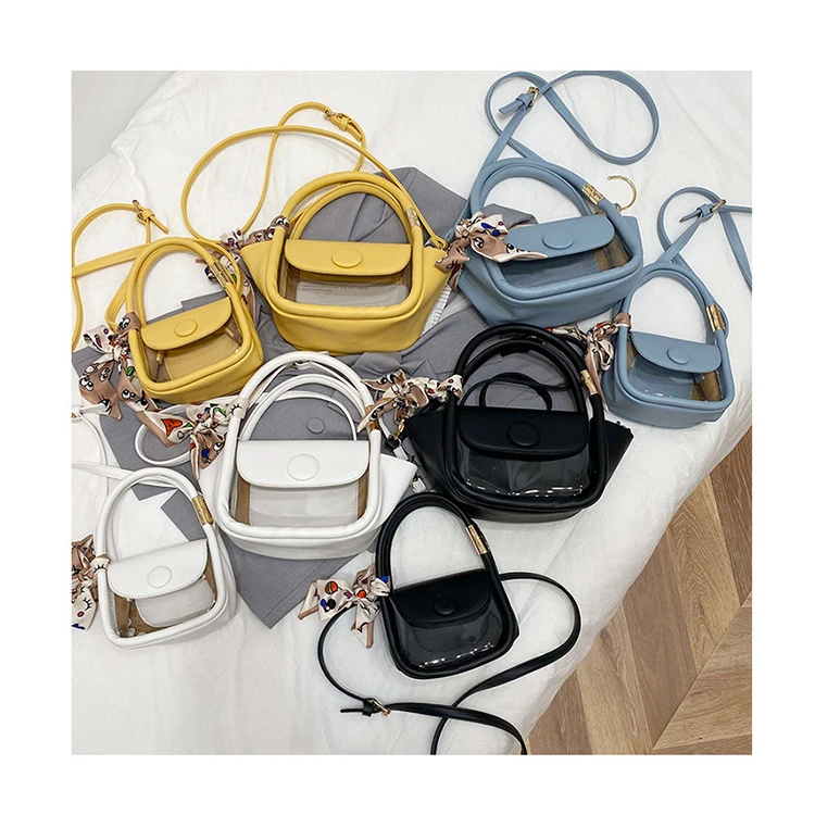 

PU and PVC Patchwork Crossbody Bags Chunky Women Handbags and Purses Designer Scarf Female Clutch Top Handle Small Square Bags