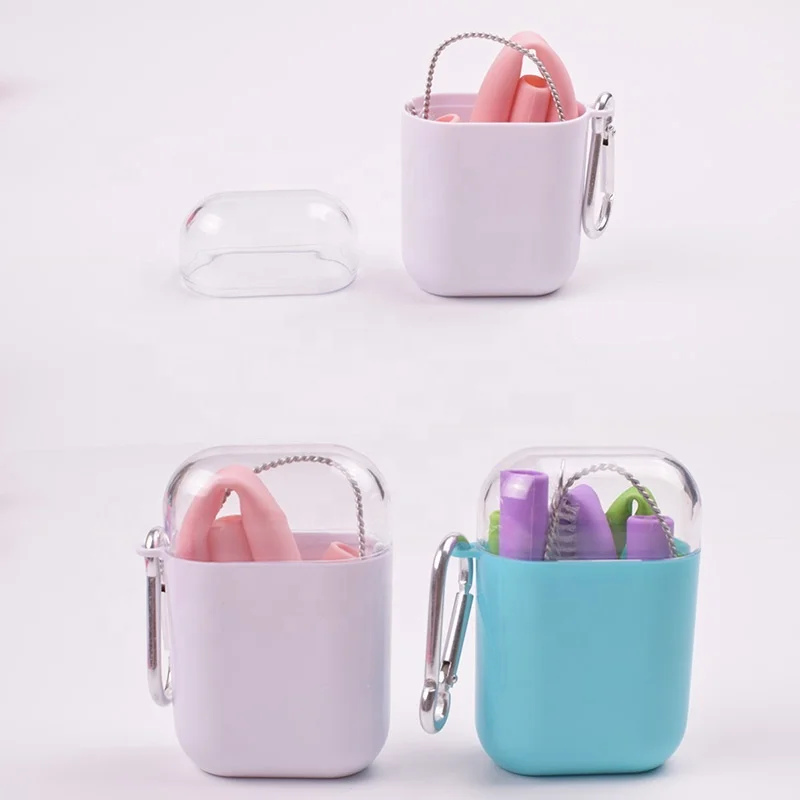 

Factory Outlet New Trending Products Silicone Drinking Straws Popular Reusable Straws With Case and Brush