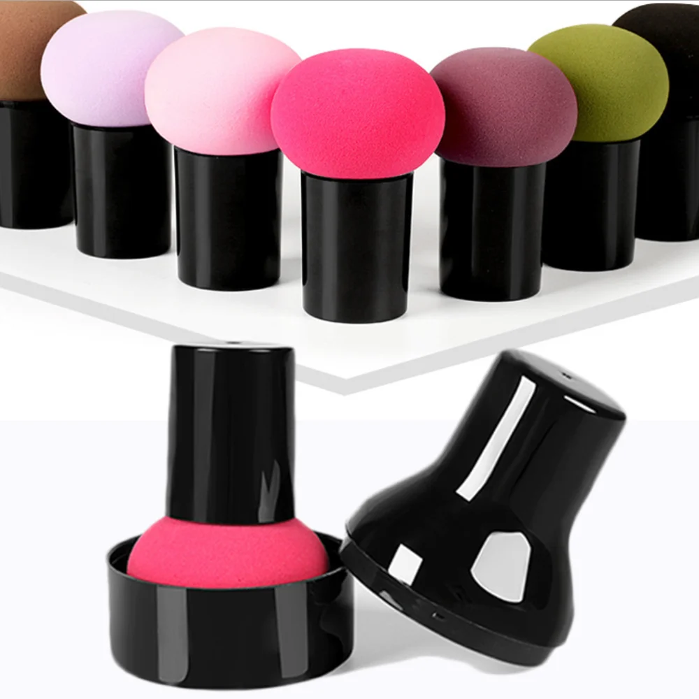 

Round Head Mushroom Powder Puff Facial Cosmetic Sponge Foundation Make Up Sponge Beauty Puff, Black, pink, blue, purple.