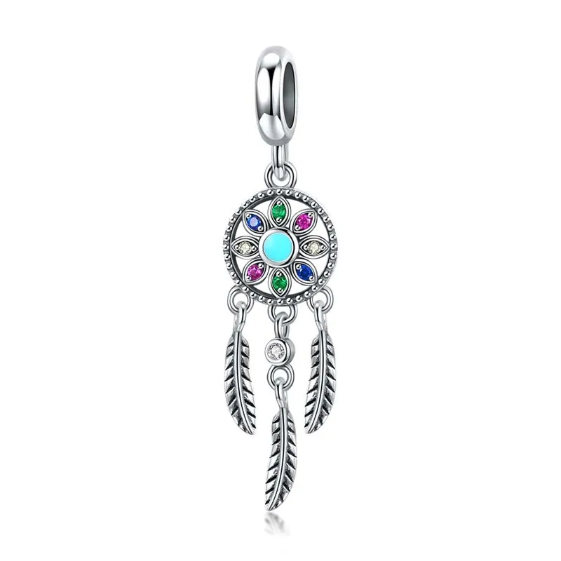 

Fashion Charm Gem Design Feather Tassel Shape Pendant Silver Jewelry 925 Sterling Silver Charm Pendant For DIY Bracelet Necklace