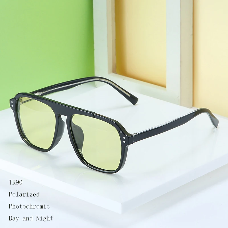 

Friends Big Square Rivet UV400 TR90 Day Vision TAC Polarized Driving Changing Photochromic Sun Glasses Sunglasses Men Women