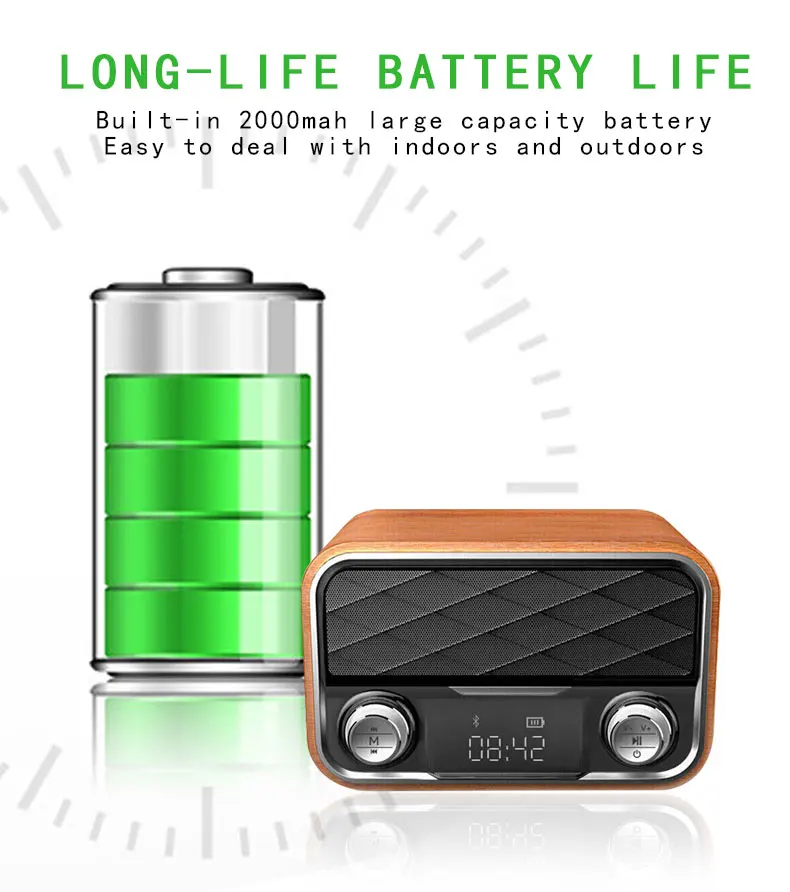 Hand-free TF Card Tabletop Alarm Clock Wireless Bluetooth Speaker With FM Radio - ANKUX.COM