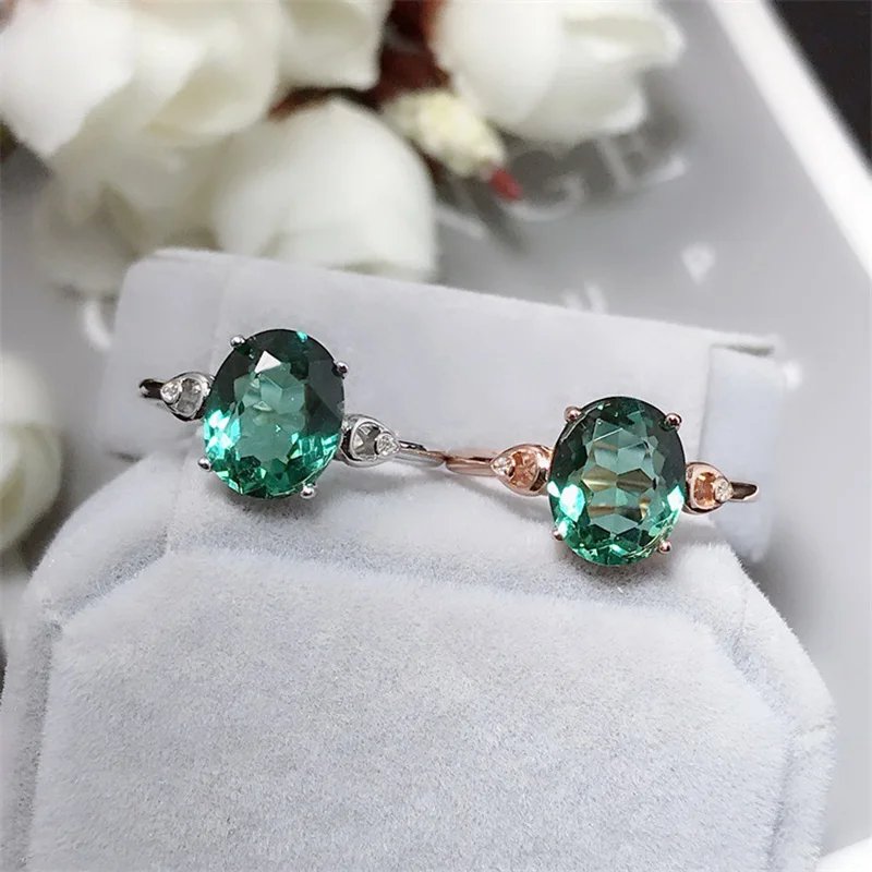 

925 Silver Crystal Emerald Ring for Women Platinum-plated Rose Gold Ring Opening Adjustable Size Ring In Stock