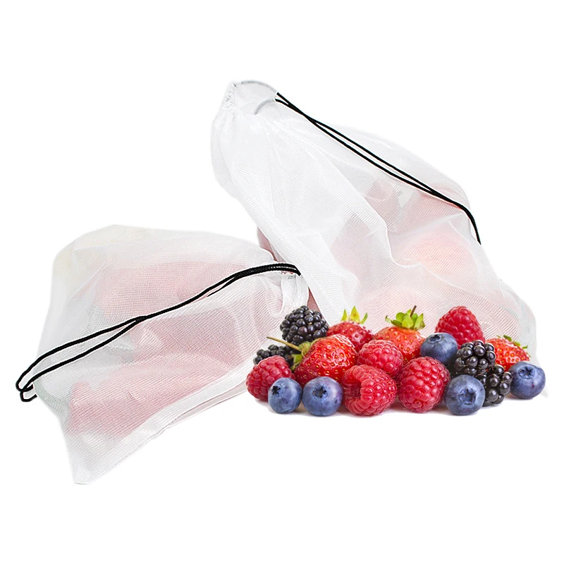 Wholesale Ecofriendly Reusable White Produce 100 Rpet Net Mesh Bag