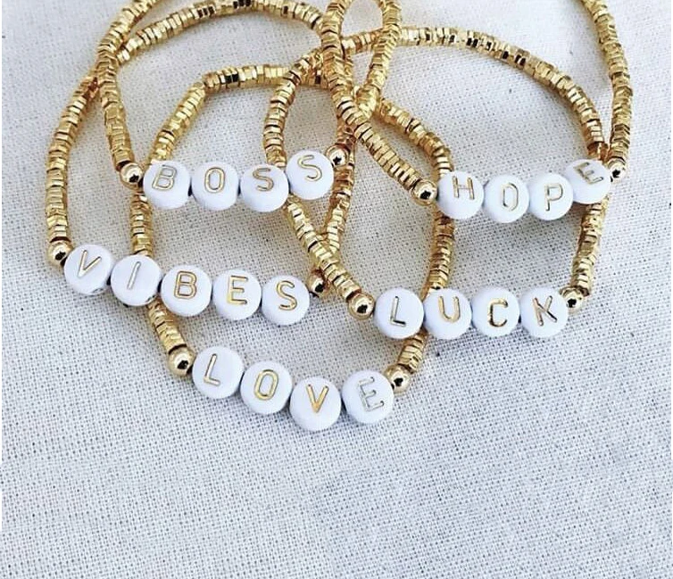 

BD-E1421 Handmade miyuki bracelet seed beads gold plated chain bracelet letter beads jewelry, Multi