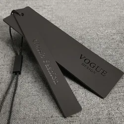 Custom print logo spot UV design black paper garment tags swing hang tags