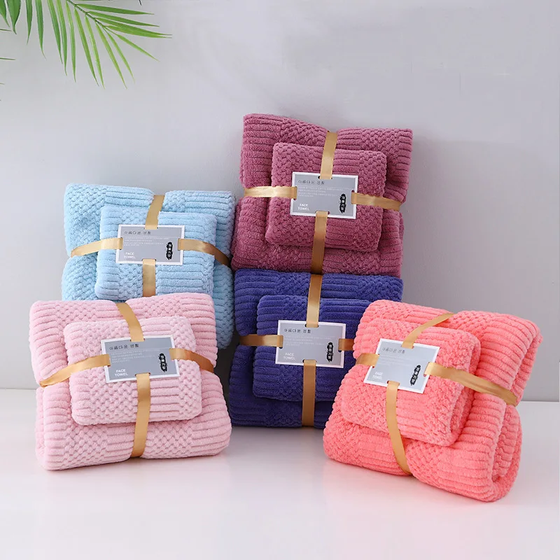 China Supplier Promotional Super Soft Skin Friendly Coral Fleece Thickened Adult Microfiber Bath Linens Towel