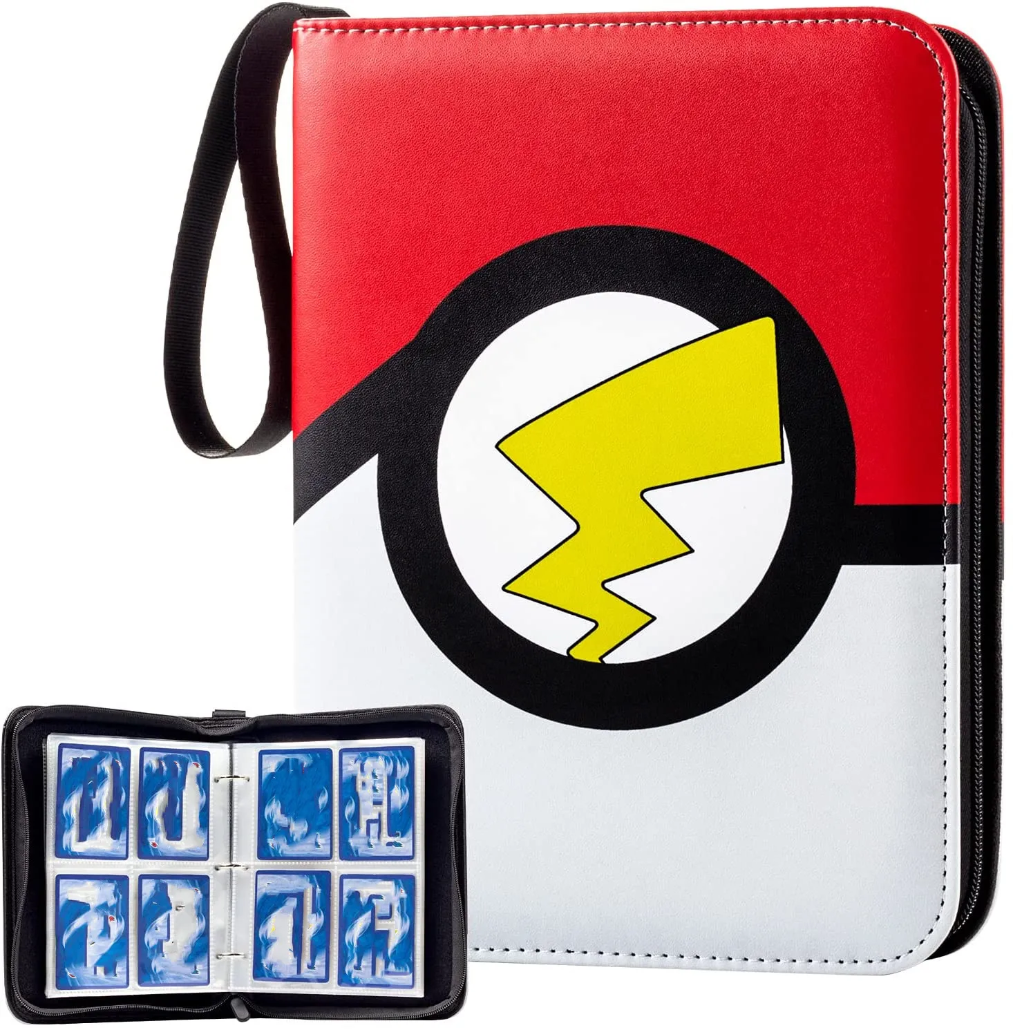 

4 Pocket Trading Card Binder Sleeves Custom Zipper Pokemon Card Binder 9 Pockets Carrying Game Card Binder Collection