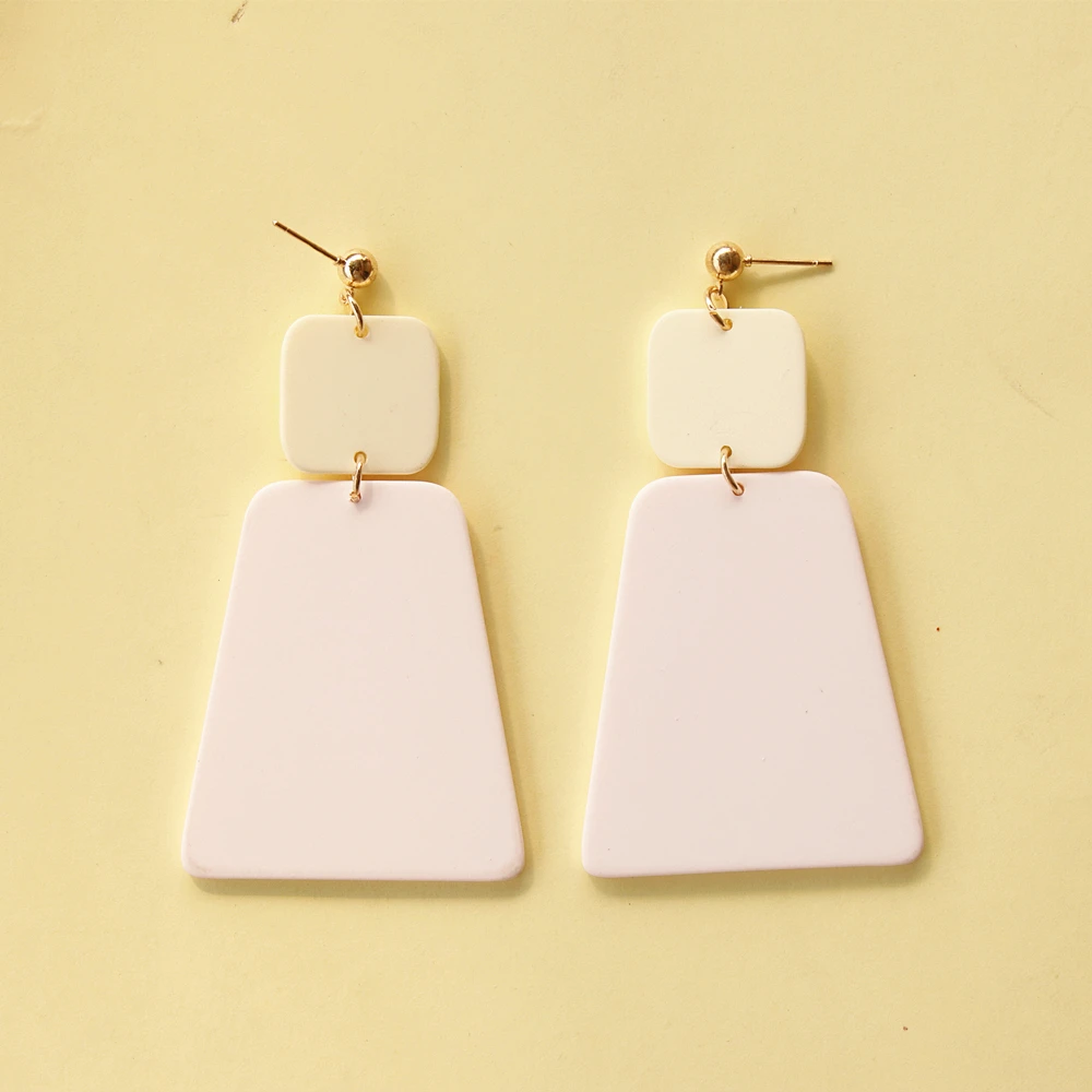 

Best selling fashion design creative cute trapezoid simple solid color age reduction combination acrylic earrings girl jewelry, Colorful