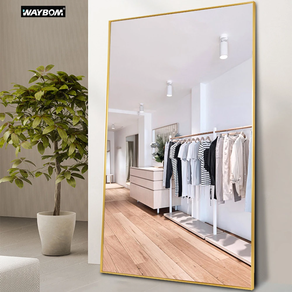 

Large Aluminium Stainless Steel Framed Floor Full Length Dressing Mirrors, Black silver white golden gray