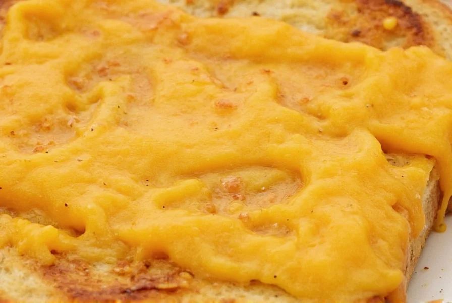 Close-up of melted pepper jack cheese slices on a grilled cheese sandwich showing perfect golden-brown texture and visible pepper flecks