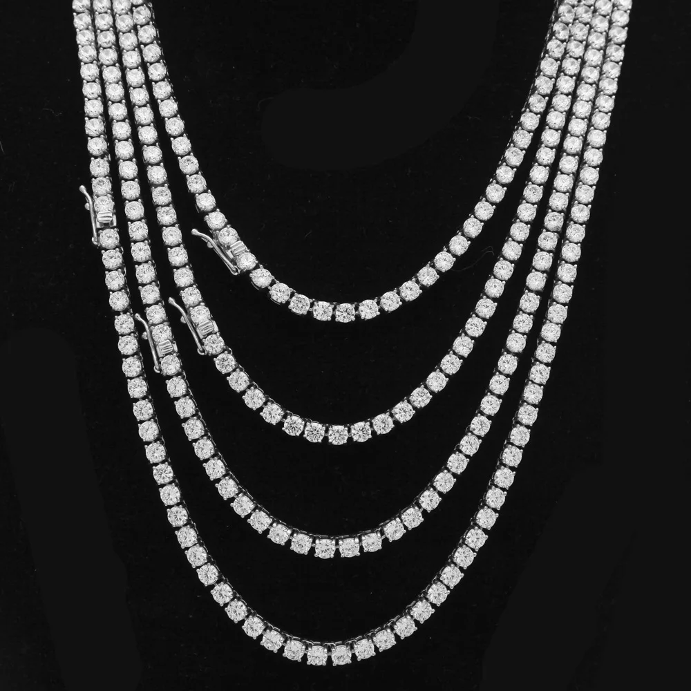 

2021 Fashion Luxury Shining Single Row Diamond Tennis Necklace Bling Micro 4mm CZ Tennis Chain Necklace