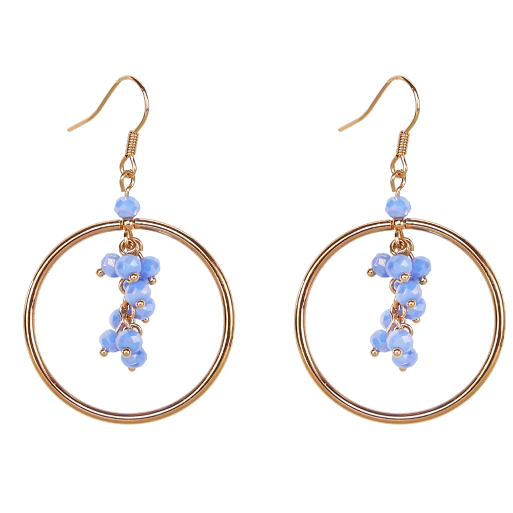 

Copper Wire Wrapped Circle Color Dangle Earrings For Women Party Fashionable Jewelry Gift, Colors