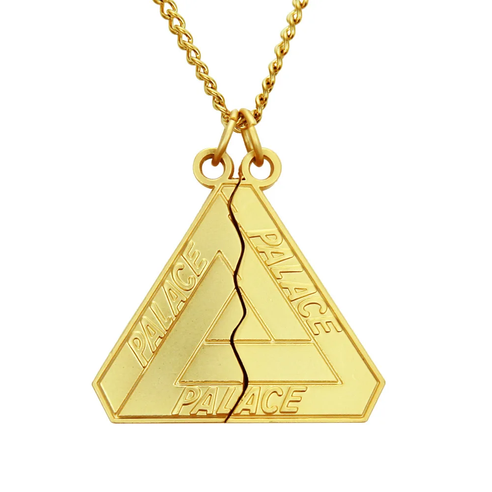 

Aivle Fine Jewelry Supplier Alloy Material BEST FRIENDS Letter Stainless Steel Pendant Triangle Two Half Split Necklace, As picture