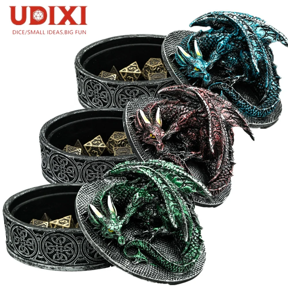 

Udixi Retro Dragon Resin DND RPG Dice Box Dice Case for Role-playing Board Games