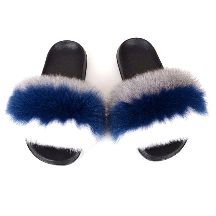 

2021 fashion luxury fox fur women slippers wholesale, Customized color